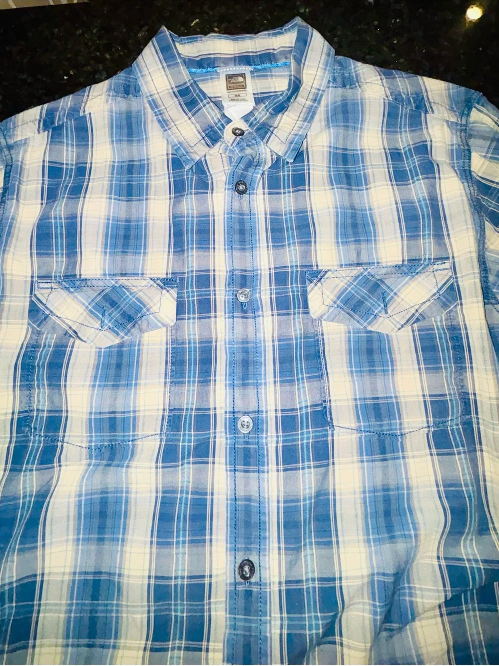 The North Face Light Blue & White Plaid Button-Down Shirt